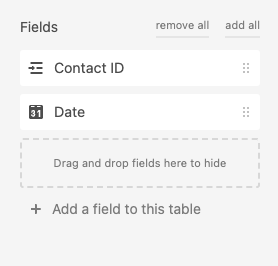 Field management in airtable