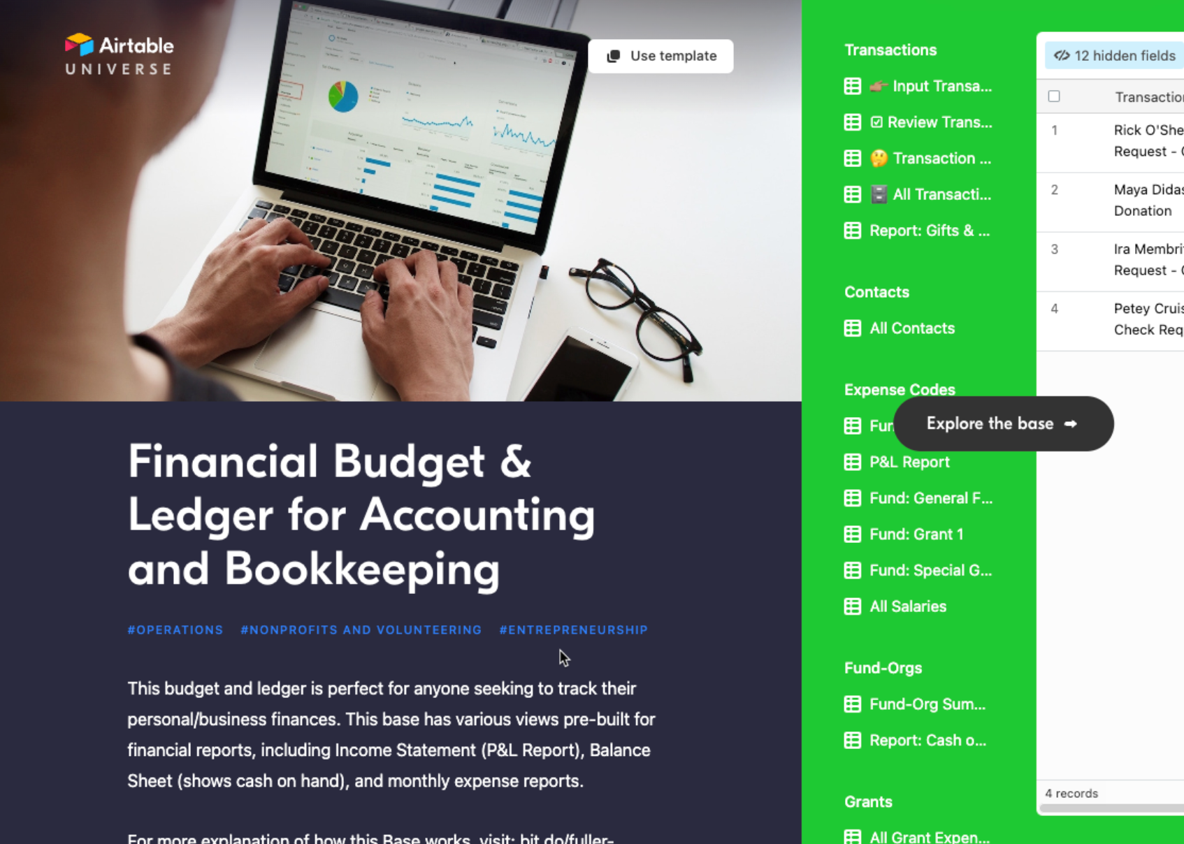 Airtable accounting ledger template